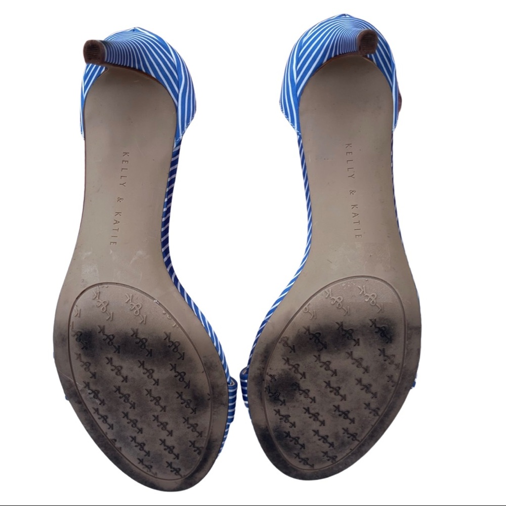 Kelly & Katie Kirstie Heels Light Blue and White Stripes Women’s Size 8.5 - Picture 3 of 4